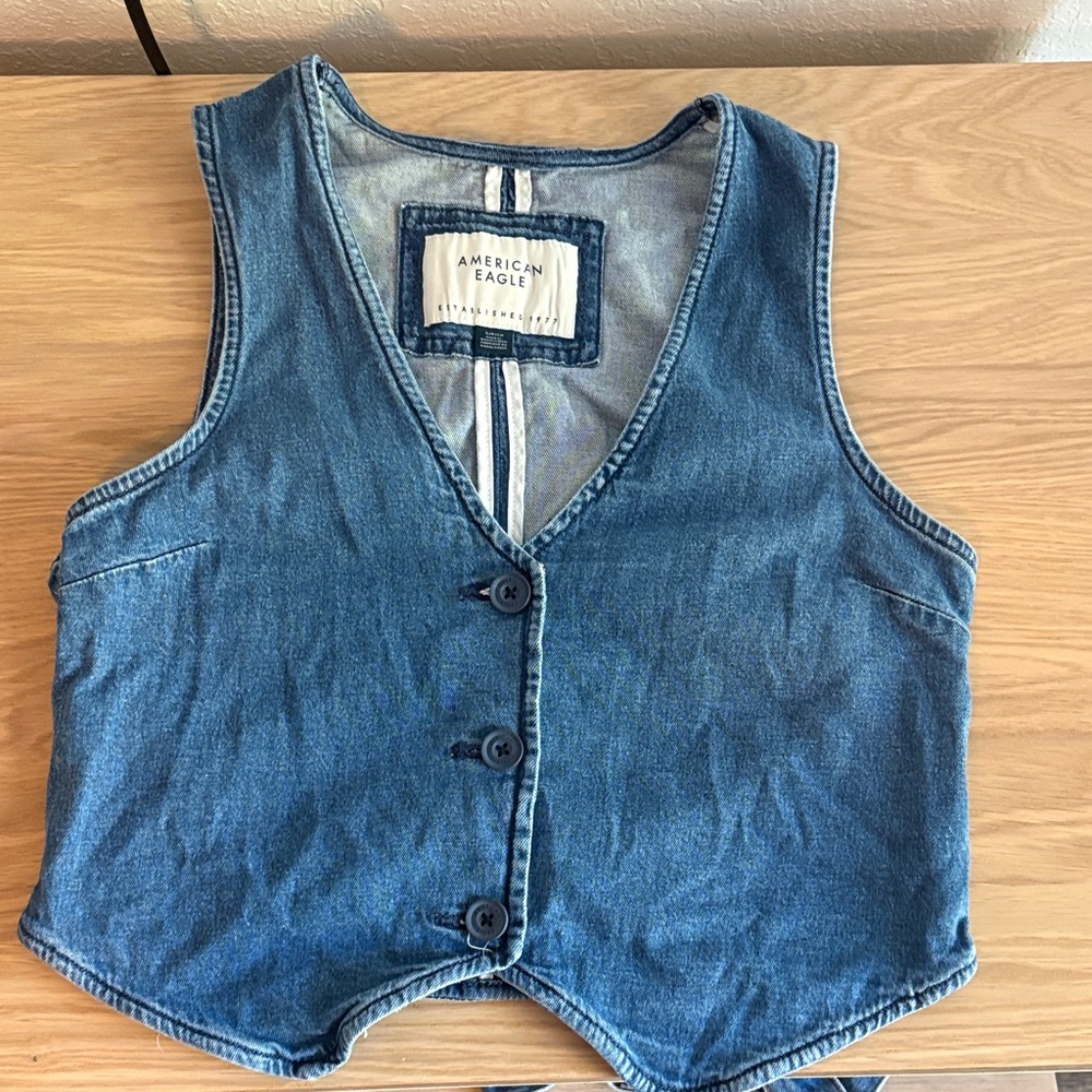 American Eagle Blue Denim Vest